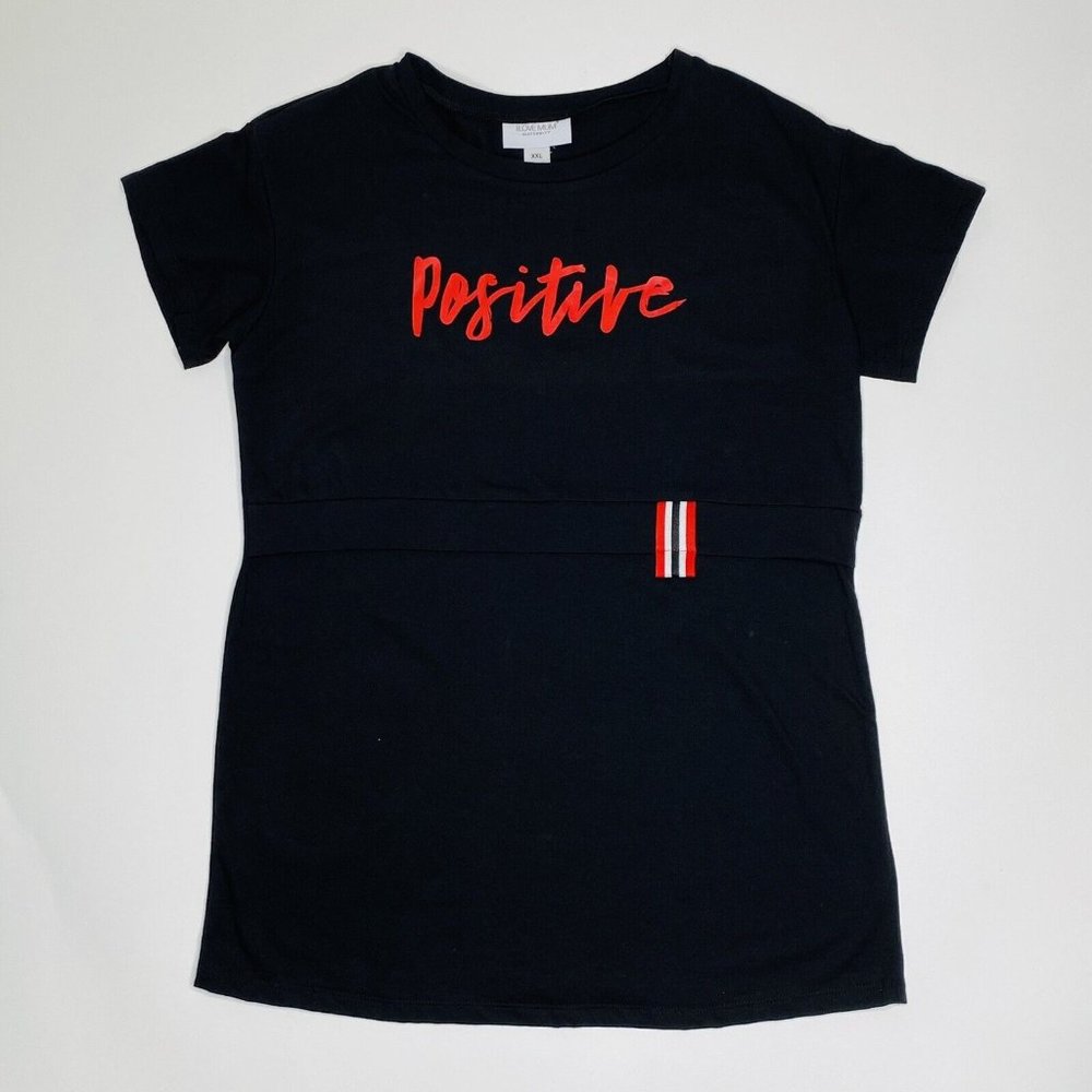 ILoveMum Womens Maternity Breastfeeding T-Shirt Sz 2XL (XXL) Black "Positive"